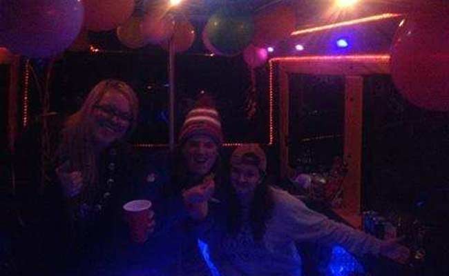People partying on bus